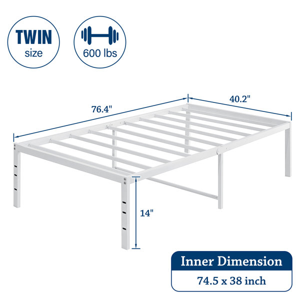 Alwyn Home Scio 14'' High White Bed Frame Metal Bedframes with